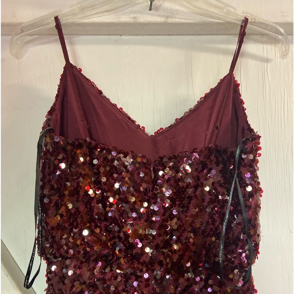 Wayf burgundy sequined the Savannah blouson evening Dress ladies xs extra small - Picture 10 of 12